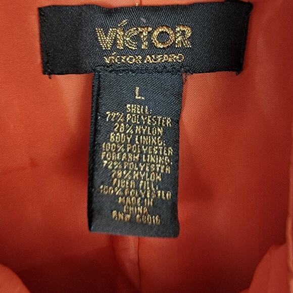 Victor by Victor Alfaro Orange Zipper All-Weather Trench Coat - L - Picture 4 of 6